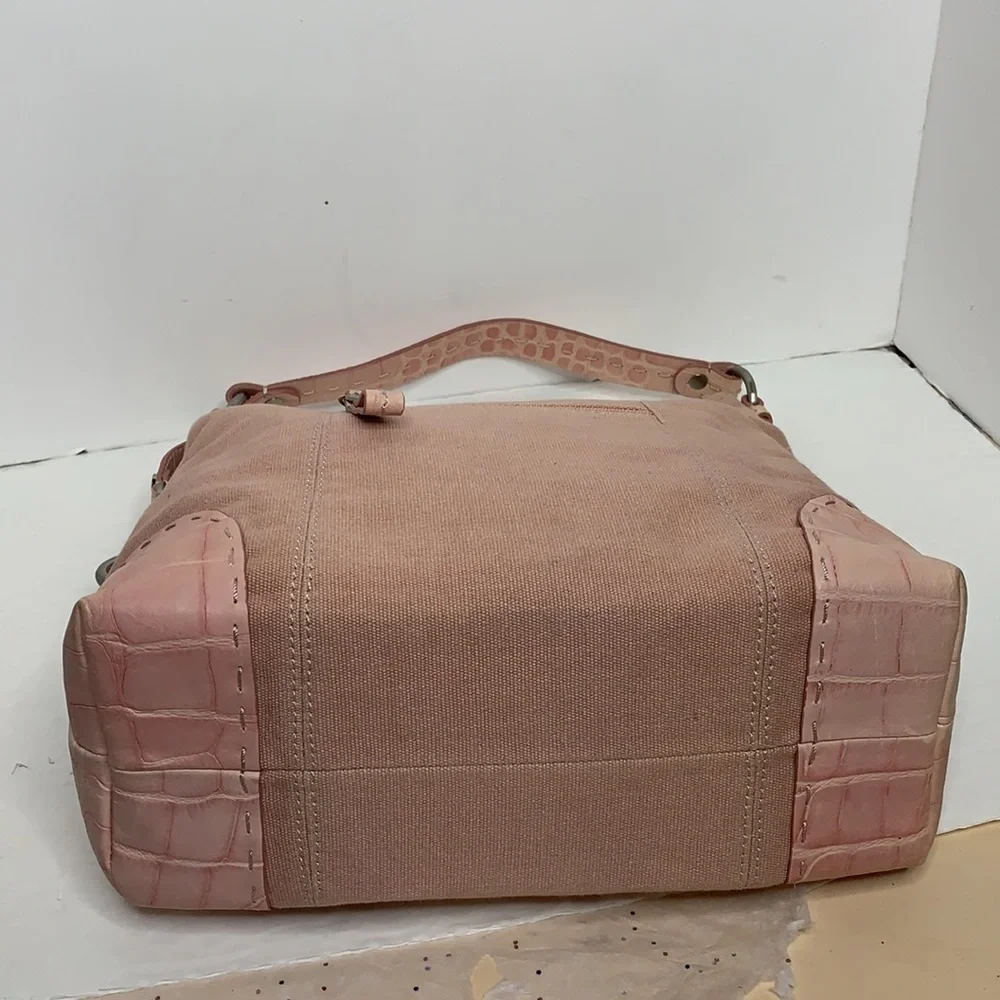 Donald J Pilner canvas and leather hobo